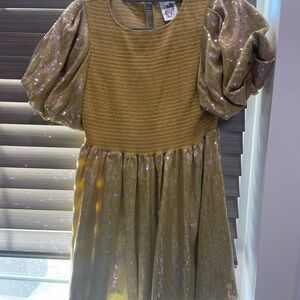 QUEEN OF SPARKLES Olive Gold Sequin Dress